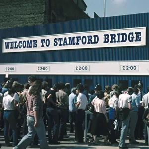 English League Division One match at Stamford Bridge. Chelsea fans make their way