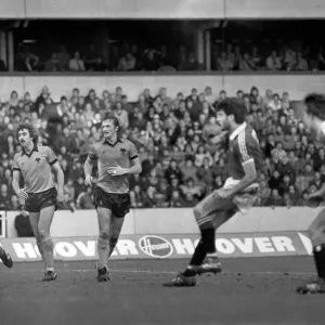 English League Division One match. Wolverhampton Wanderers 0 v Manchester United 1 English League Division One match. Wolverhampton Wanderers 0 v Manchester United 1