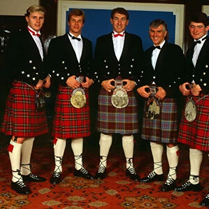 English Rangers players wearing kilts February 1987 Colin West Chris Woods Terry