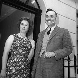 Enoch Powell with his Wife on the steps of his Eaton Place house in London after