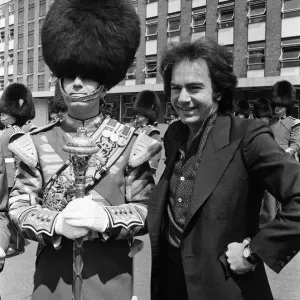 Black and white Print of Neil Diamond presenting a cheque Black and white Print of Neil Diamond presenting a cheque