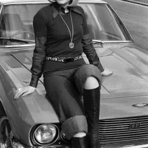 Anne Aston Sitting on Car Bonnet Print
