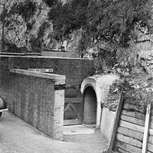 The entrance to th First Aid Post at Dover dug into the white cliffs. 22nd February 1945 The entrance to th First Aid Post at Dover dug into the white cliffs. 22nd February 1945