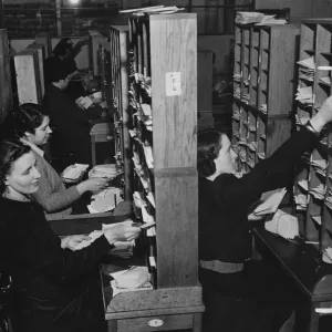Envelopes being alphabetically sorted at the Unity Football Pools headquarters in Envelopes being alphabetically sorted at the Unity Football Pools headquarters in