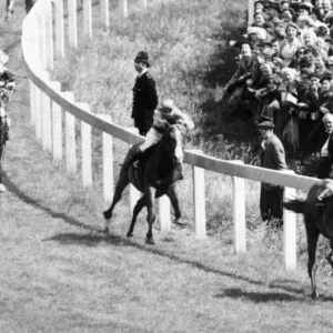 Epsom Derby 1953. Gordon Richards in second place during the race. (crop) Epsom Derby 1953. Gordon Richards in second place during the race. (crop)