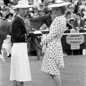Princess Anne and Princess Diana Print - Epsom Derby 1986