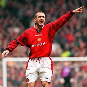 Eric Cantona Manchester Uniteds striker signalling for the ball