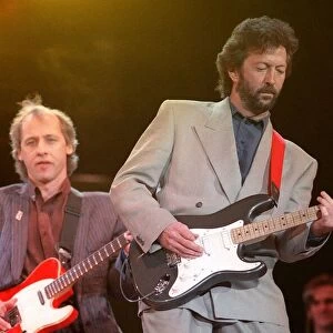 Eric Clapton and Mark Knopfler 1988 at the Nelson Mandela Concert