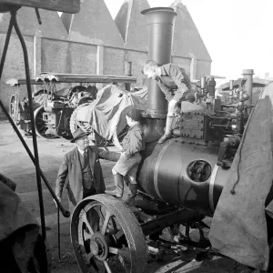 Eric and Donald Skinner with Chris Lambert at Steamroller Museum December 1951
