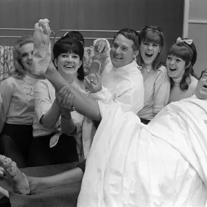 Eric Morecambe and Ernie Wise June 1965 clown it up with chorus girls in Eric Morecambe and Ernie Wise June 1965 clown it up with chorus girls in