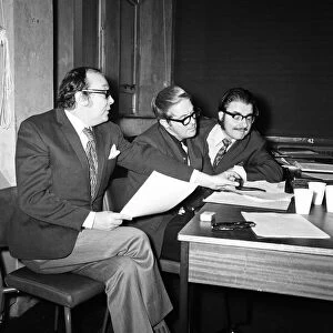 Eric Morecambe and Ernie Wise, pictured with BBC producer and director John Ammonds