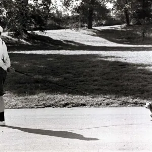 Ernest Heaton is shown here with his dog Pip during a sponsored stroll for charity