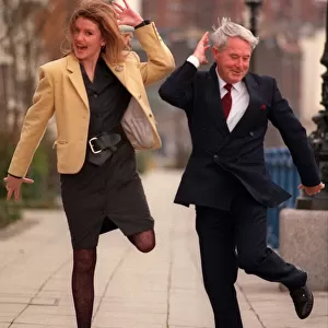 Ernie Wise comedian Carol Keating TV presenter dancing in street March 1990