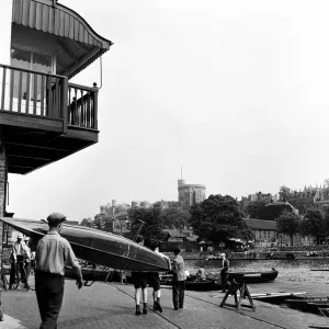 Eton Boathouse, Windsor, Berkshire. 20th May 1954 Eton Boathouse, Windsor, Berkshire. 20th May 1954