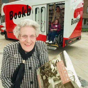 Eva Sharp with First Book Bus Print, Stockton 1998