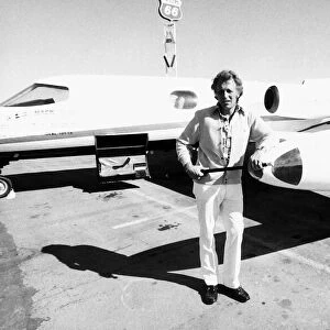 Evel Knievel American stuntman daredevil 1974 in front of his personal plane