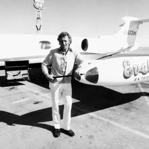 Evel Knievel in Front of Plane Print 1974 Evel Knievel in Front of Plane Print 1974