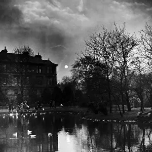 An evening view of Alexandra Park in Glasgow. Circa 1950