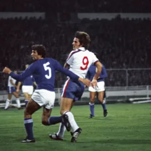 Everton footballer Bob Latchford in action for England in the international match against Everton footballer Bob Latchford in action for England in the international match against
