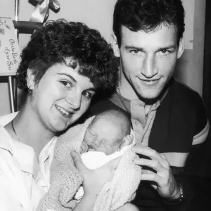 Everton Footballer Dave Watson with Family Print 1986