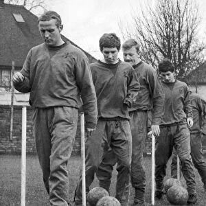 Everton footballers in dribbling practice at Bellefield ahead of their FA Cup fourth