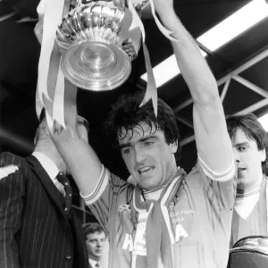 Everton v Watford Football May 1984 Kevin Ratcliffe Everton Football Player lifts