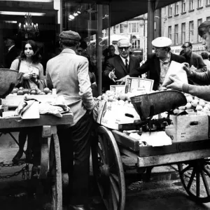 An everyday sight in Newcastle, as the barrow boys ply their trade on 3rd August 1973