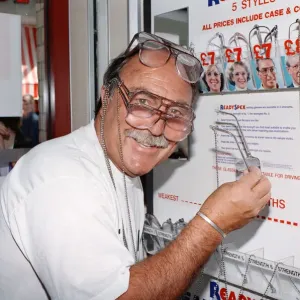 Ex footballer Jimmy Greaves at the worlds first spectacle vending machine Ex footballer Jimmy Greaves at the worlds first spectacle vending machine