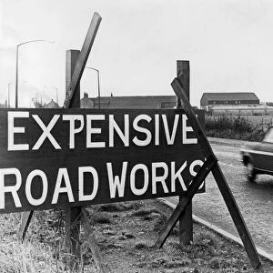 Expensive Road Works, sign thats been giving motorists a laugh on the main A59 Preston to