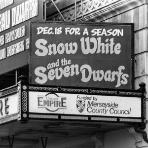 Exterior of the Empire Theatre, which is showing Snow White and the Seven Dwarfs Exterior of the Empire Theatre, which is showing Snow White and the Seven Dwarfs