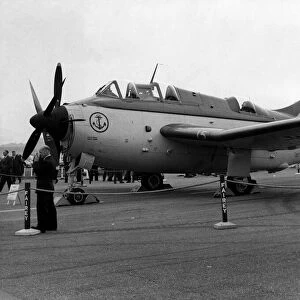 The Fairey Gannet aircraft on display at the 1958 Farnborough Airshow
