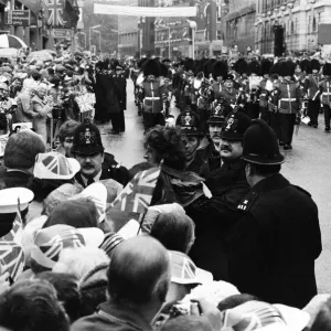 Falklands Victory Parade, London. Police remove trouble makers. 12th October 1982 Falklands Victory Parade, London. Police remove trouble makers. 12th October 1982