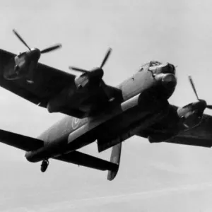 The famous Avro Lancaster bomber in flight at RAF Scampton. 20th May 1980