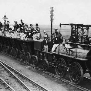 Print of George Stephenson's Locomotive Number 1 in railway procession Print of George Stephenson's Locomotive Number 1 in railway procession