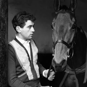 Famous racehorse Arkle standing at the stable door at Tom Dreapers yard