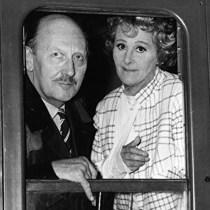 Fanny Cradock gourmet chef with husband John Cradock on train 1967