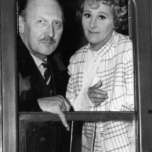 Fanny Cradock gourmet chef with husband John Cradock on train 1967 Fanny Cradock gourmet chef with husband John Cradock on train 1967