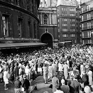 Fans gather outside the stage door of The Royal Albert Hall after The Great Pop