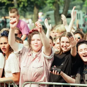 Fans of Peter Andre, cheer as he performs at Fun Day, Stewart Park, Marton, Middlesbrough Fans of Peter Andre, cheer as he performs at Fun Day, Stewart Park, Marton, Middlesbrough