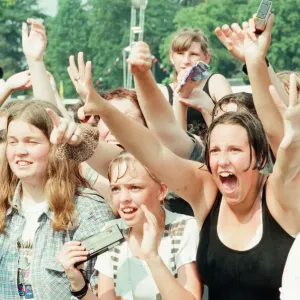 Fans of Peter Andre, cheer as he performs at Fun Day, Stewart Park, Marton, Middlesbrough Fans of Peter Andre, cheer as he performs at Fun Day, Stewart Park, Marton, Middlesbrough