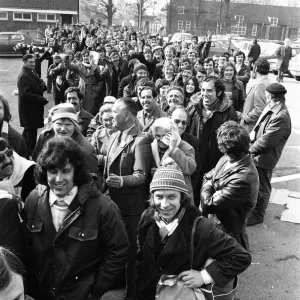 Fans queue for FA Cup Final Tickets, 15th April 1976 Fans queue for FA Cup Final Tickets, 15th April 1976