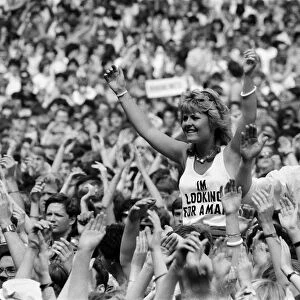 Fans at the "Summer of 84"concert at Wembley Stadium