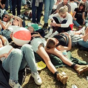 Fans watching Oasis in concert at Knebworth, Hertfordshire. 11th August 1996