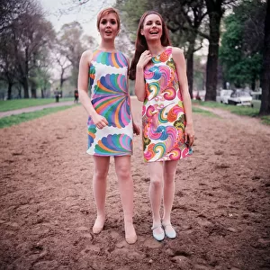 Fashion -1967 Paisley pattern and shell printed mini dresses by Simon Massey