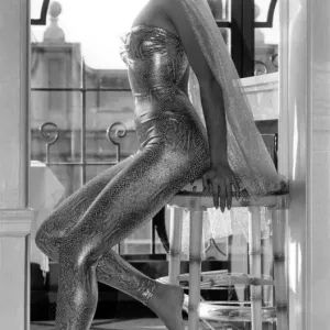 Fashion - Beachwear: Simones stunning in silver. Take a silver catsuit