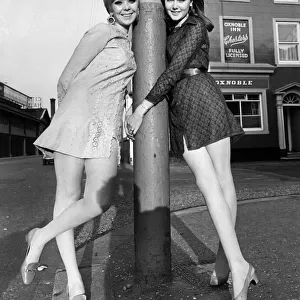 Fashion models Debbie Moore (right) and Jane Powell two of the girls who are flying out