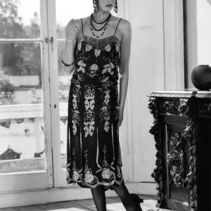 1920s Beaded Flapper Dress Print