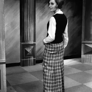 Fashions taken during London Fashion Week 1964 Ankle length Plaid skirt with white Fashions taken during London Fashion Week 1964 Ankle length Plaid skirt with white