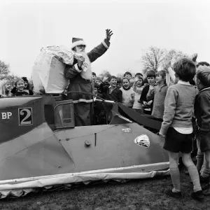 Father Christmas Arrives by Hovercraft Print 1970 Father Christmas Arrives by Hovercraft Print 1970