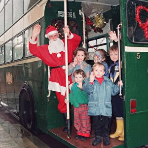 Father Christmas arrives by Trolleybus, Kirkleatham. 4th December 1994